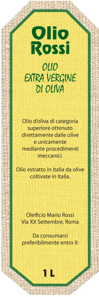 Esempio etichetta