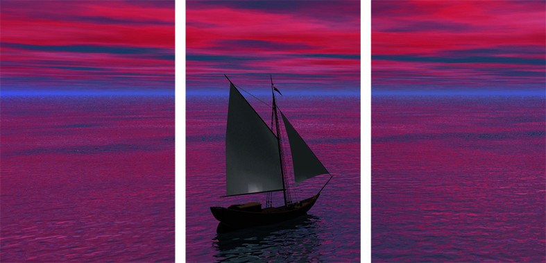 Art. 601s - 3 parti Quadro in plexiglass stampa brillante "Tramonto"
