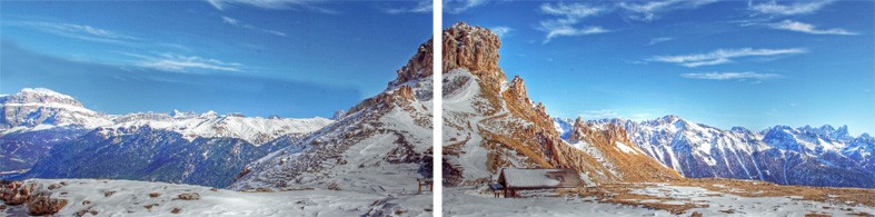 Art. 663s - 2 parti Quadro in plexiglass stampa brillante "Rifugio Roda de Vael"