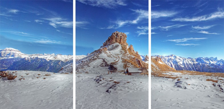 Art. 663s - 3 parti Quadro in plexiglass stampa brillante "Rifugio Roda de Vael"