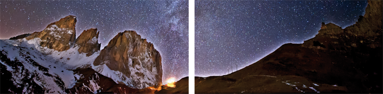 Art. 697s - 2 parti Quadro in plexiglass stampa brillante "Passo Sella - Via Lattea"