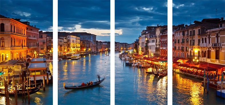 Art. 706s - 4 parti Quadro in plexiglass stampa brillante "Venezia"