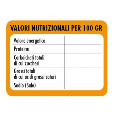 Art. 1189 - Etichetta valori nutrizionali 60x45 mm