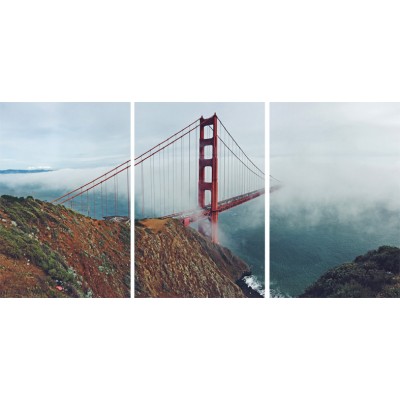 Art. 1655s - 3p Quadro su tela canvas lucida "Golden Gate Bridge"