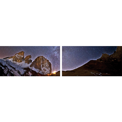 Art. 1697s - 2p Quadro su tela canvas lucida "Passo Sella - Via Lattea"