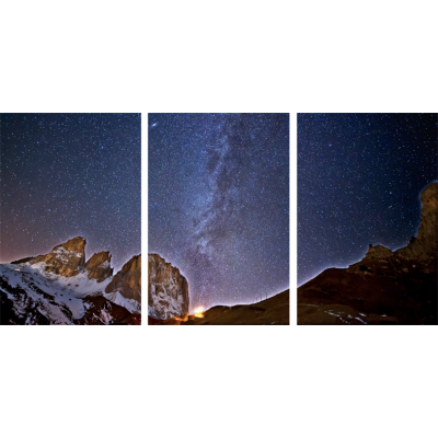 Art. 1697s - 3p Quadro su tela canvas lucida "Passo Sella - Via Lattea"
