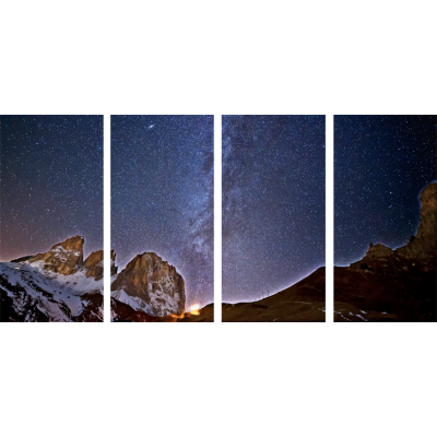 Art. 1697s - 4p Quadro su tela canvas lucida "Passo Sella - Via Lattea"