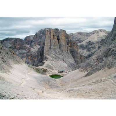Art. 1838 - Quadro su tela canvas lucida "Rifugio Re Alberto e Torri del Vajolet"